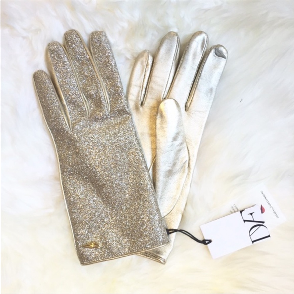 Diane von Furstenberg Glitterati Leather Gloves